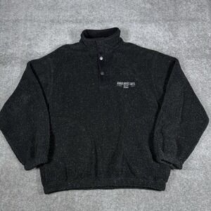 Hard Rock Cafe Fleece Pullover Men's Large Black Gray Kona Pockets Henley